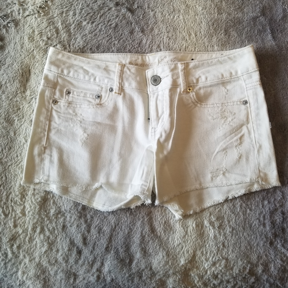 American Eagle white jean shorts